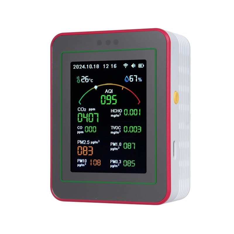 15-in-1 Air Quality Monitor Smart Air Quality Tester with CO/CO2/HCHO/TVOC/AQI/PM0.3/PM1.0/PM2.5/PM10/Temperature/Humidity/Time/Alarm Clock/Timer/Countdown Timer Mobile APP WiFi for Home & Office - Image 4