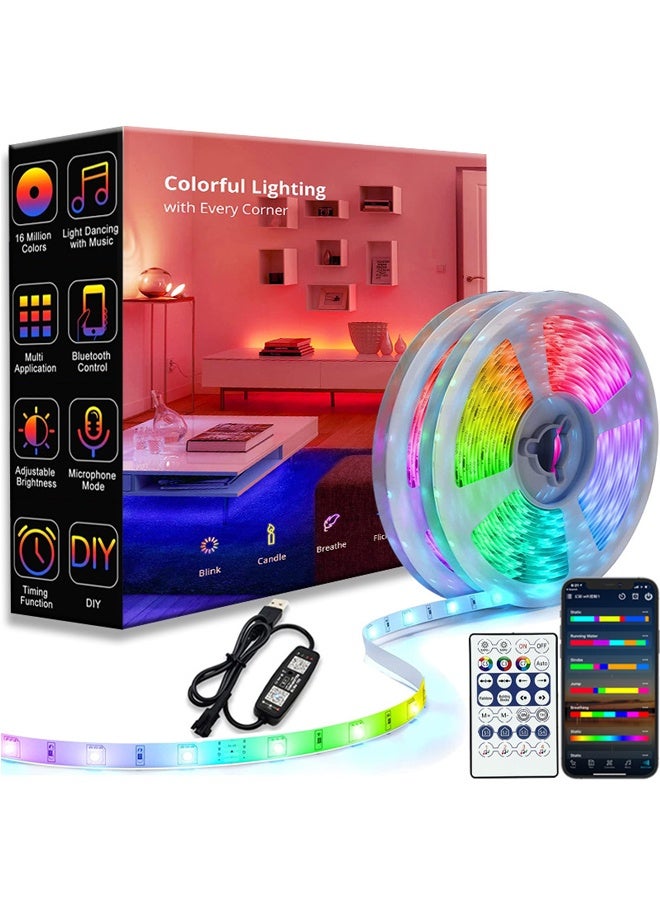 RGB LED Strip Lights for bedroom - Multicolor with Remote USB Powered, Waterproof, Perfect LED lights for Bedroom, TV, Desktop PC, Fish Tank Decoration. Wall Strip Lights, 2m,  Multicolour - Image 2