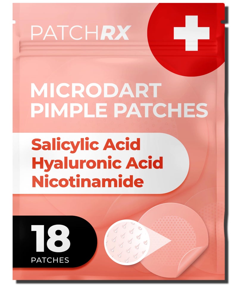 PatchRx Micro Needle Pimple Patch (18 Pack) - Hydrocolloid Micropoint Pimple Patch For Acne & Pimples, Microdart Patch, Micro Dart Pimple Patches - Image 1