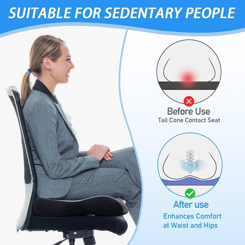 SeCro Memory Foam Seat Cushion for Long Sitting Office WorkersAntiSlip Coccyx Cushion for Tailbone Sciatica Pain Relief Ideal for Office Chairs Car Seats Wheelchairs Travel - Image 5