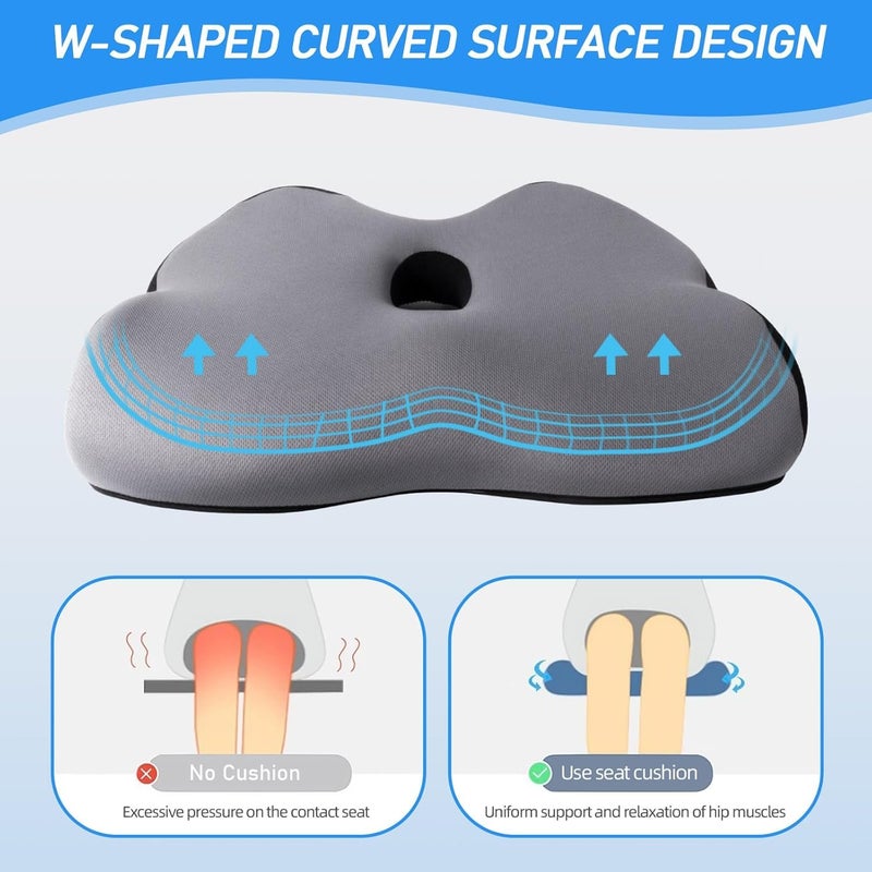 SeCro Memory Foam Seat Cushion for Long Sitting Office WorkersAntiSlip Coccyx Cushion for Tailbone Sciatica Pain Relief Ideal for Office Chairs Car Seats Wheelchairs Travel - Image 3