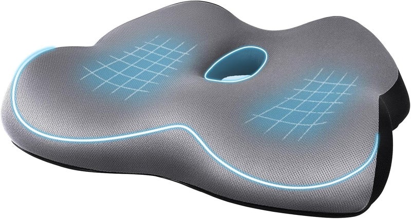 SeCro Memory Foam Seat Cushion for Long Sitting Office WorkersAntiSlip Coccyx Cushion for Tailbone Sciatica Pain Relief Ideal for Office Chairs Car Seats Wheelchairs Travel - Image 1