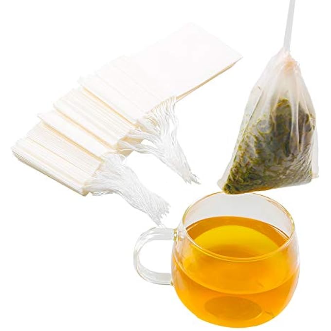Tinkee Tea Filter Bags Safe And Natural Material Disposable Tea Infuser Empty Tea Bag With Drawstring For Loose Leaf Tea Set Of 100315 X 394 Inch  White - Image 1