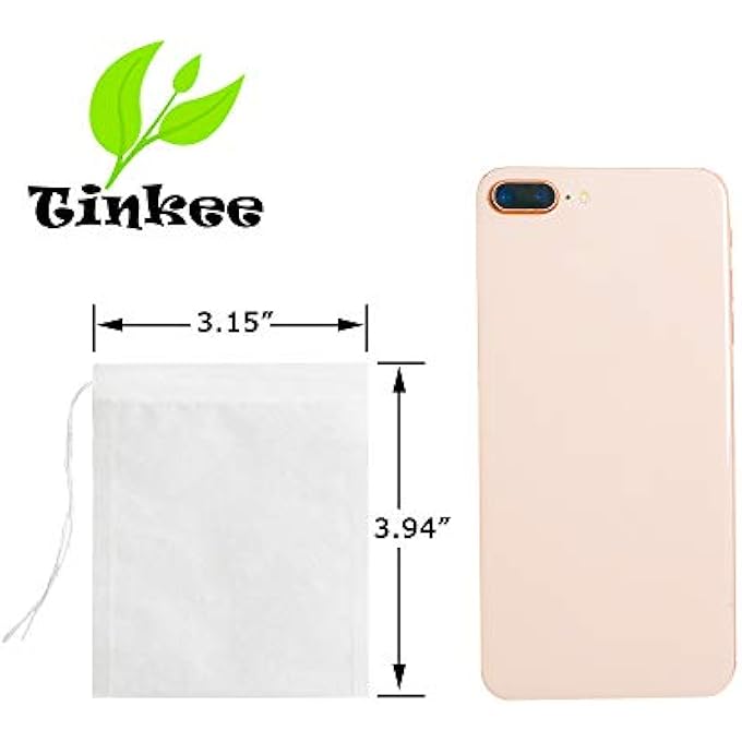 Tinkee Tea Filter Bags Safe And Natural Material Disposable Tea Infuser Empty Tea Bag With Drawstring For Loose Leaf Tea Set Of 100315 X 394 Inch  White - Image 3