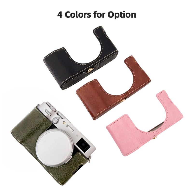 Camera Case for Fujifilm X100VI: Black Synthetic Leather Protective Cover - Enhanced Grip & Tripod Compatible Accessory for Mirrorless Camera Users - Image 2