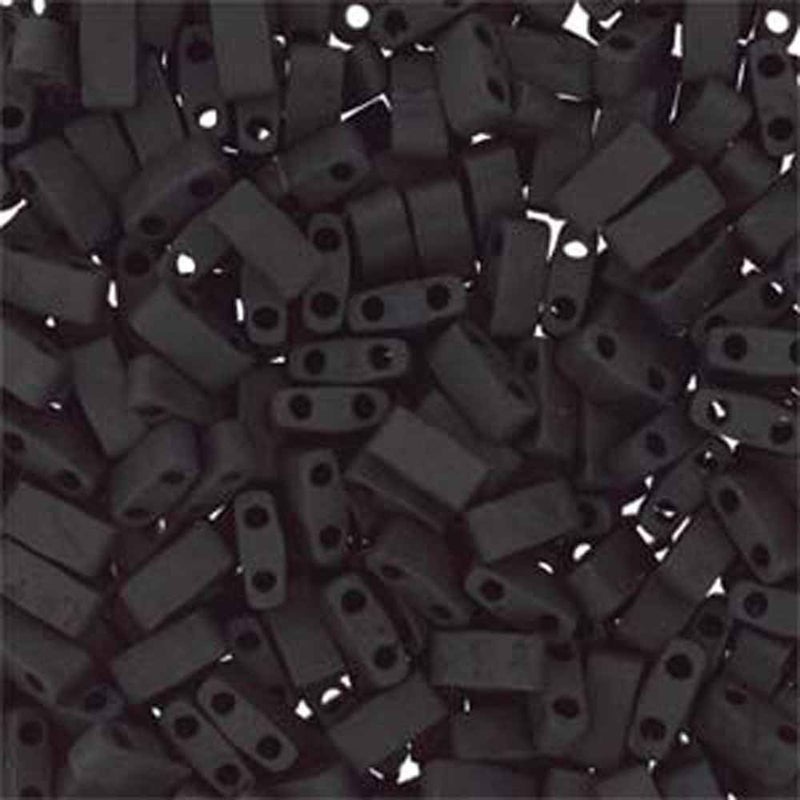 Miyuki Half Tila 2 Hole Rectangle Beads 5x23mm Matte Black 78 Grams