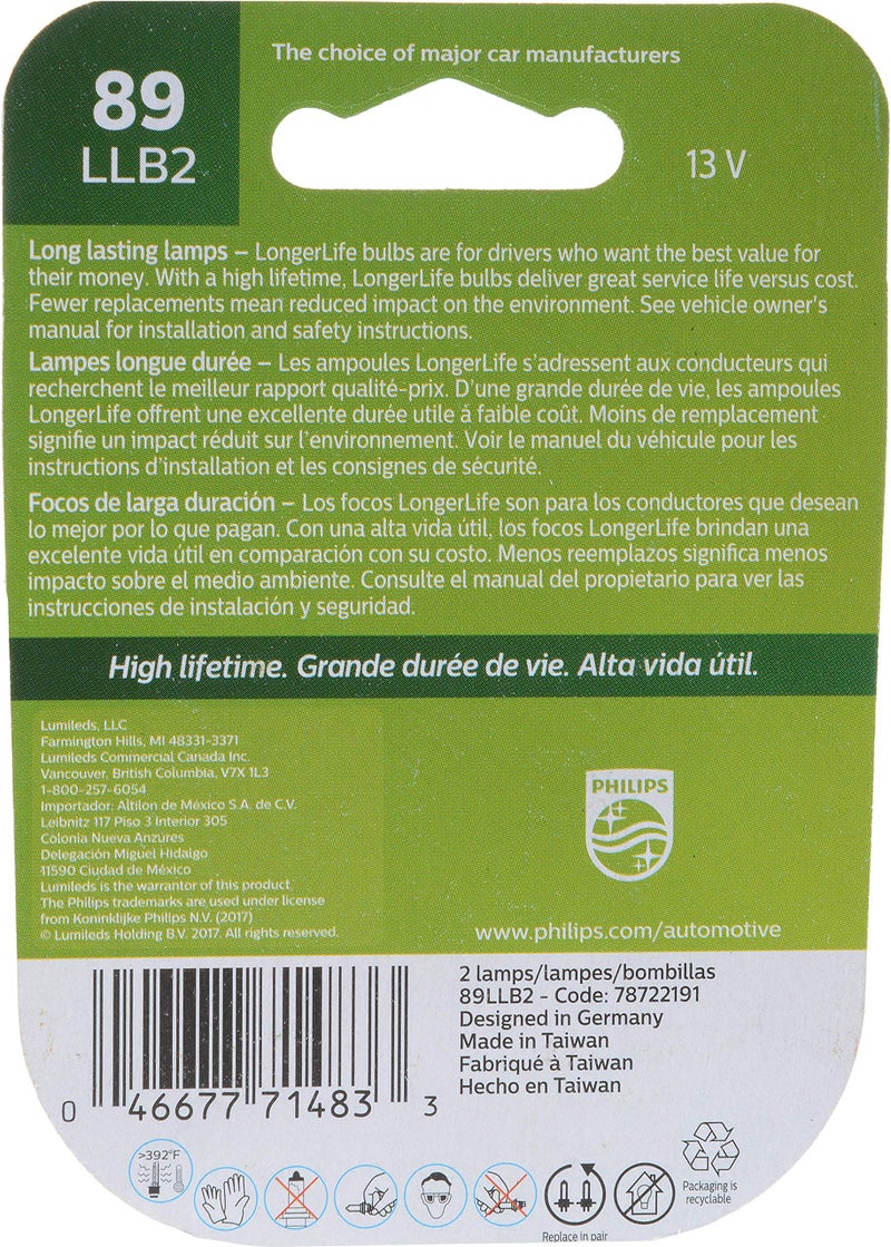 Philips 89LLB2 89 LongerLife Miniature Bulb, 2 Pack - Image 2