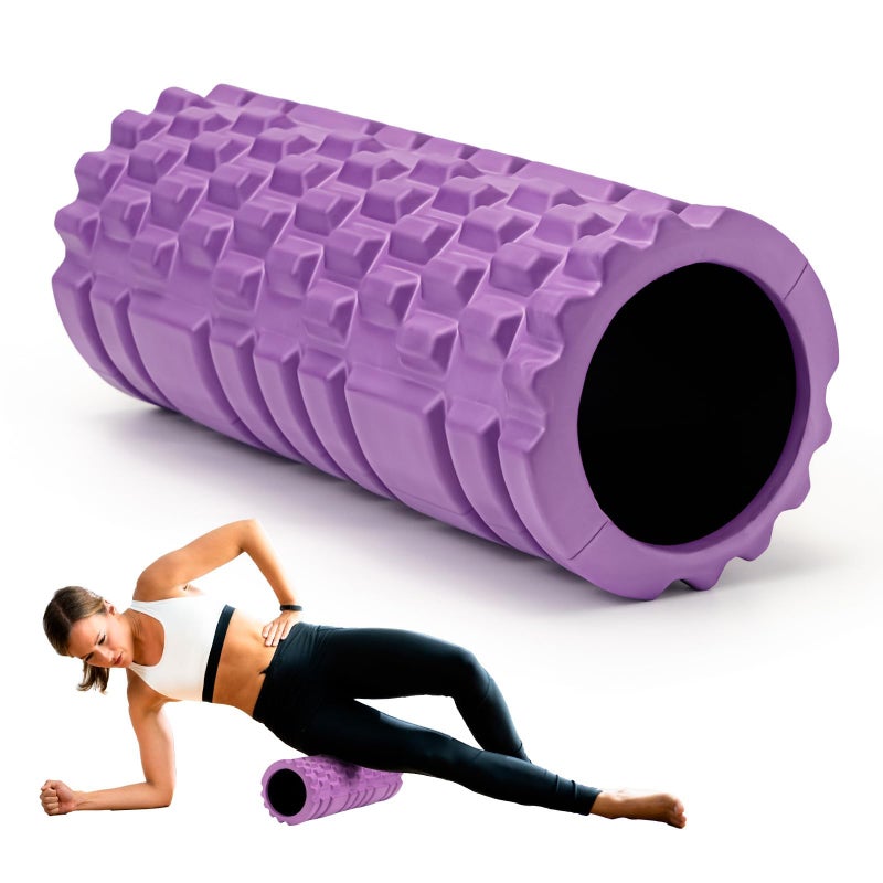Krightlink Foam Roller for Muscle Massager Patented 13 High Density Exercise Roller for Muscle and Myofascial Trigger Point Release Yoga Back Roller for Fitness Yoga Purple