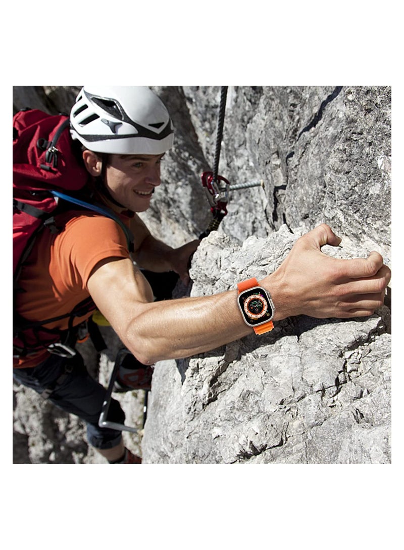 SYOSI 4 Pack Trail Loop Nylon Band for Apple Watch Band 49mm 45mm 44mm 42mm Women Men Adjustable with Metal G-Hook Strap for iWatch Ultra Series SE 8/7/6/5/4/3/2/1, Black/Orange/Black/Blue - Image 2