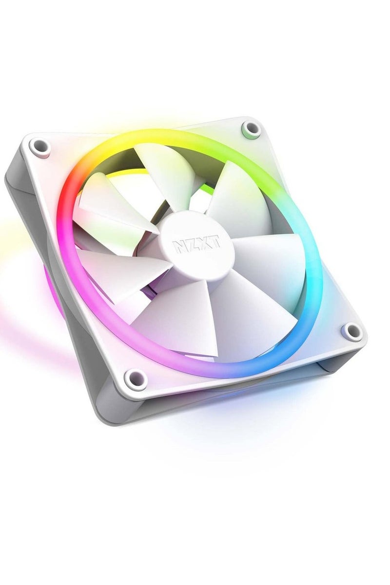 ان زد اكس تي مجموعة F120 RGB Duo ثلاثية من مراوح RGB ثنائية الجوانب، مقاس 120 مم، مزودة بخاصية PWM، مزودة بوحدة تحكم RGB، و20 مصباح LED قابل للتحكم بشكل فردي لكل مروحة، ومحمل ديناميكي مائع، ومخمدات مطاطية منخفضة الضوضاء، وتحكم برمجي CAM، لون أبيض | RF-D12TF-W1 - Image 3