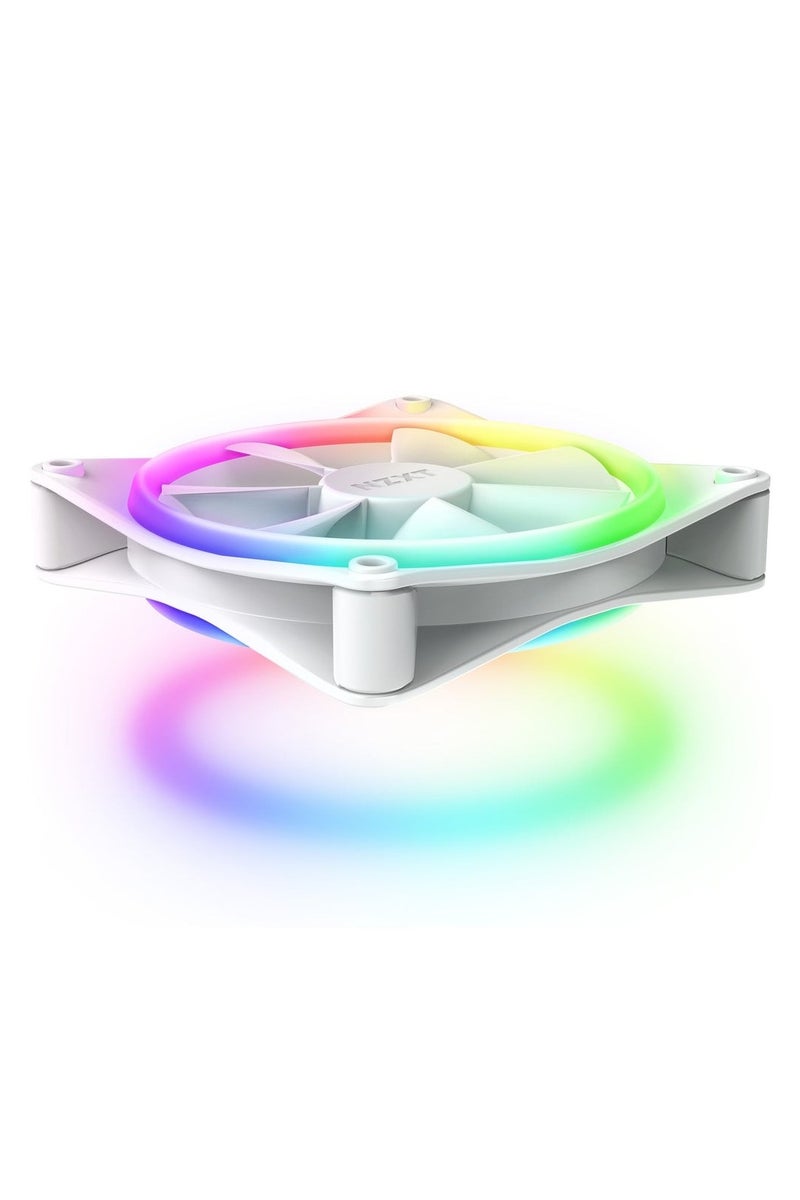 ان زد اكس تي مجموعة F120 RGB Duo ثلاثية من مراوح RGB ثنائية الجوانب، مقاس 120 مم، مزودة بخاصية PWM، مزودة بوحدة تحكم RGB، و20 مصباح LED قابل للتحكم بشكل فردي لكل مروحة، ومحمل ديناميكي مائع، ومخمدات مطاطية منخفضة الضوضاء، وتحكم برمجي CAM، لون أبيض | RF-D12TF-W1 - Image 5