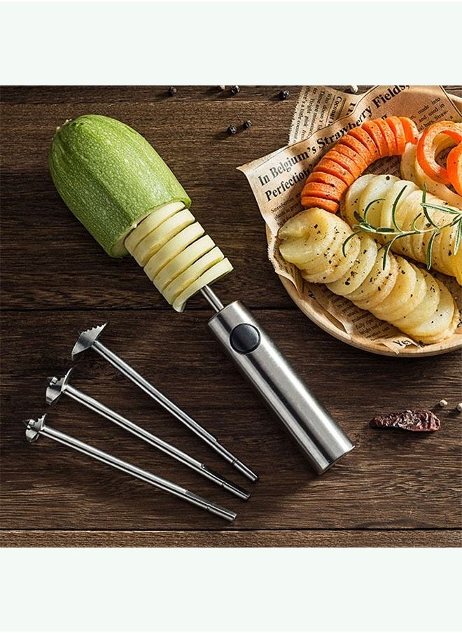 DMG TECH - Stainless Steel Vegetable Drill Fruit Corer And Veggie Spiralizer Twister Set Ergonomic Handle With 4 Sizes for Coring and Hollowing out Zucchini, Potatoes, Carrot,Apple - Image 1
