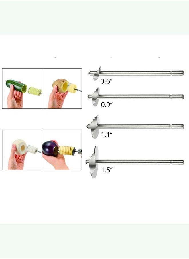 DMG TECH - Stainless Steel Vegetable Drill Fruit Corer And Veggie Spiralizer Twister Set Ergonomic Handle With 4 Sizes for Coring and Hollowing out Zucchini, Potatoes, Carrot,Apple - Image 1