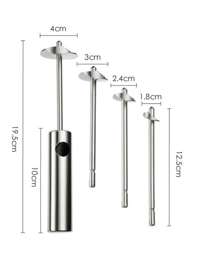 DMG TECH - Stainless Steel Vegetable Drill Fruit Corer And Veggie Spiralizer Twister Set Ergonomic Handle With 4 Sizes for Coring and Hollowing out Zucchini, Potatoes, Carrot,Apple - Image 1