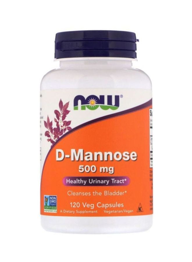 Now Foods D-Mannose 500 mg Dietary Supplement - 120 Veg Capsules - Image 1