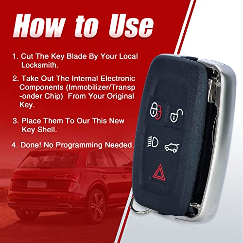 Aichiyu LR052905 Smart Remote Car Key Fob Case Cover Shell Housing Replacement for Land Rover LR4 for Range Rover Sport 2010 2011 2012 2013 - Image 4