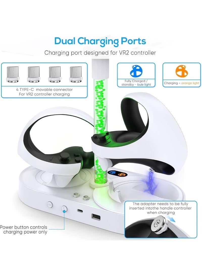 Bukela Charging Dock Stand for PSVR2 with 9 RGB Lights, Charger Station for PlayStation VR2 Controller, Headset Holder & 4xType-C Magnetic Charger Port - Image 4