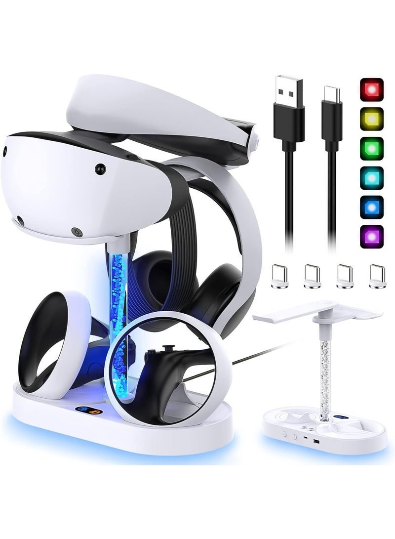 Bukela Charging Dock Stand for PSVR2 with 9 RGB Lights, Charger Station for PlayStation VR2 Controller, Headset Holder & 4xType-C Magnetic Charger Port - Image 1