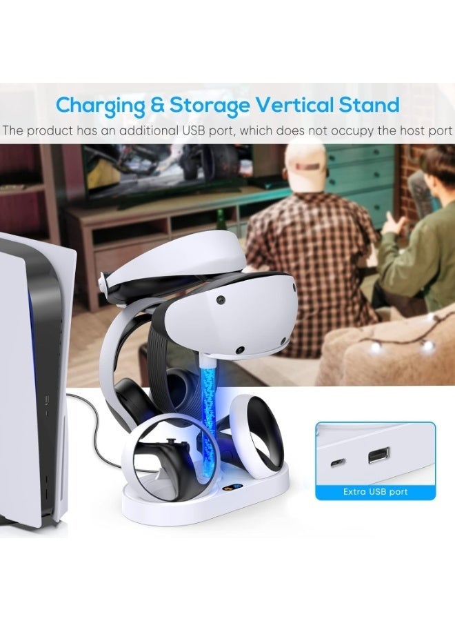Bukela Charging Dock Stand for PSVR2 with 9 RGB Lights, Charger Station for PlayStation VR2 Controller, Headset Holder & 4xType-C Magnetic Charger Port - Image 3