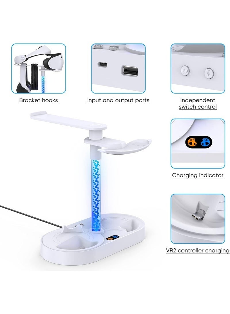 Bukela Charging Dock Stand for PSVR2 with 9 RGB Lights, Charger Station for PlayStation VR2 Controller, Headset Holder & 4xType-C Magnetic Charger Port - Image 2