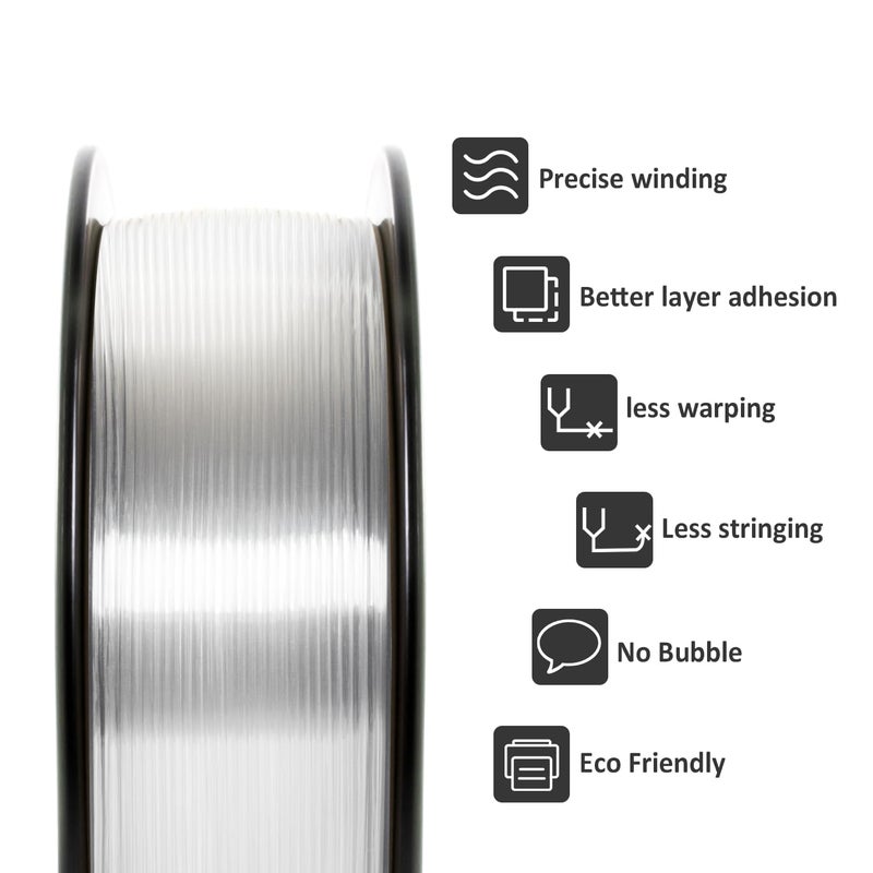 GIANTARM Clear PLA Filament, 1.75mm Transparent PLA 1kg Spool (2.2lbs), 3D Printer Filament with Vacuum Packaging - Image 2