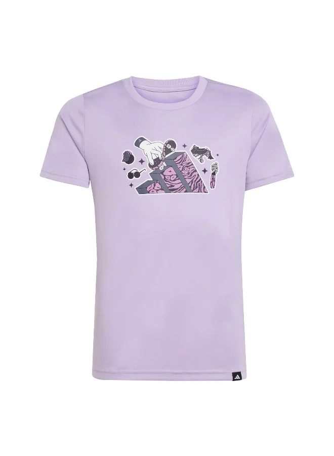 Adidas Adidas Jg Animal T 2 Purple Graphic Tee (Short Sleeve) T-Shirts For Kids