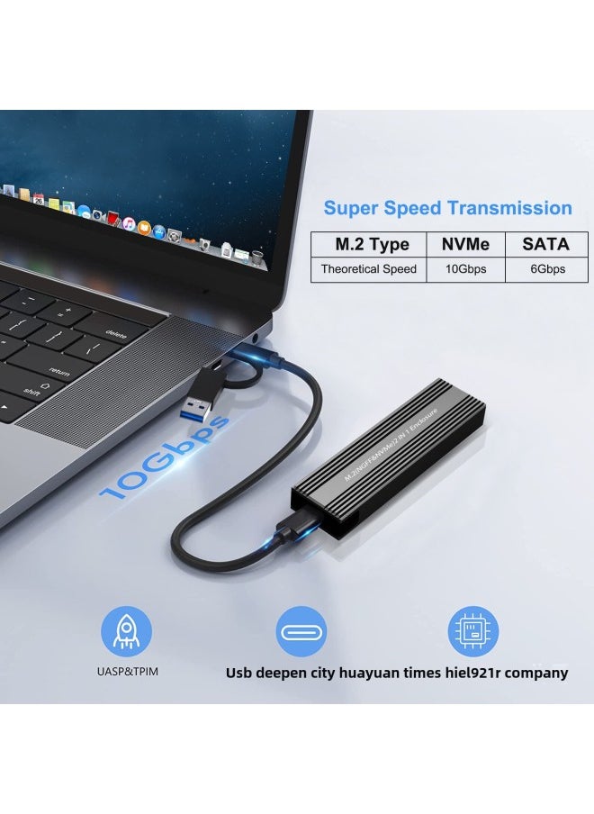 ماركة غير محددة صندوق محرك أقراص الحالة الصلبة M.2 NVMe/NGFF ثنائي البروتوكول للقراءة والكتابة SSDType- c3.1 صندوق محرك أقراص صلبة محمول بسعة 10 جيجابايت - اللون: رمادي ثنائي البروتوكول مزدوج الخط 9210b  - Image 3