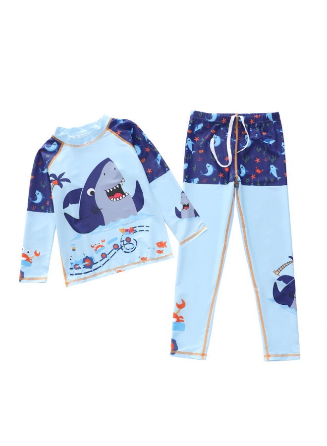 إسكدنيا ملابس سباحة للأولاد قطعة واحدة بأكمام طويلة، ملابس سباحة للأولاد مكونة من قطعتين، ملابس سباحة للأولاد صغيرة ومتوسطة وكبيرة - اللون: P2418-18XY Aquarium Paradise - - Image 1