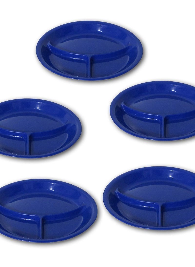 GAB Plastic - GAB Plastic, Divided Plastic Plates, Pack of 5, 26cm, Reusable plastic Plates, For Kids, Compartmented, Sturdy and Durable, Tableware, BPA-free Plastic - Image 1