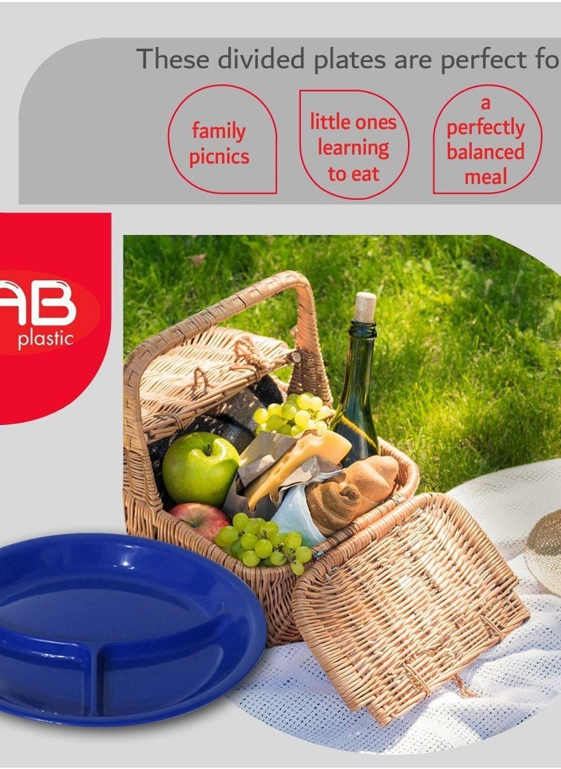 GAB Plastic - GAB Plastic, Divided Plastic Plates, Pack of 5, 26cm, Reusable plastic Plates, For Kids, Compartmented, Sturdy and Durable, Tableware, BPA-free Plastic - Image 1