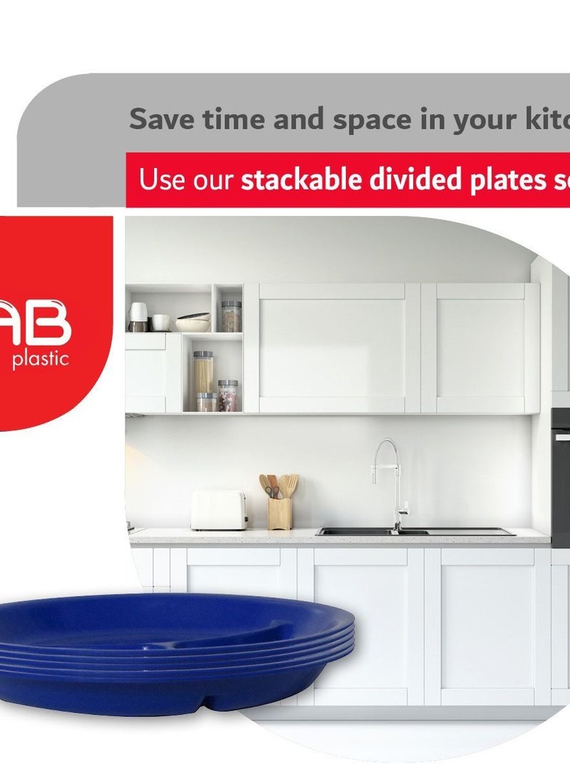 GAB Plastic - GAB Plastic, Divided Plastic Plates, Pack of 5, 26cm, Reusable plastic Plates, For Kids, Compartmented, Sturdy and Durable, Tableware, BPA-free Plastic - Image 1