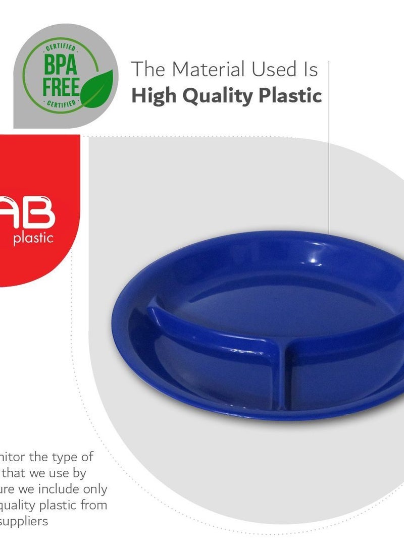 GAB Plastic - GAB Plastic, Divided Plastic Plates, Pack of 5, 26cm, Reusable plastic Plates, For Kids, Compartmented, Sturdy and Durable, Tableware, BPA-free Plastic - Image 1