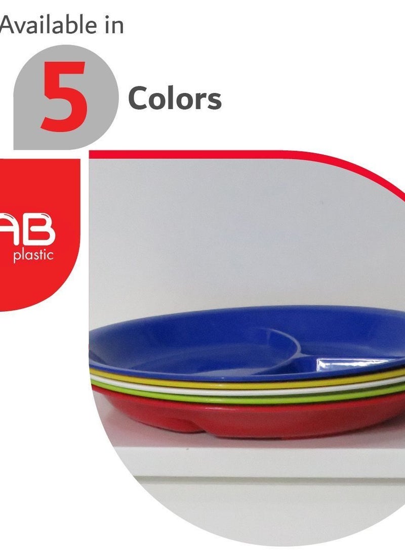 GAB Plastic - GAB Plastic, Divided Plastic Plates, Pack of 5, 26cm, Reusable plastic Plates, For Kids, Compartmented, Sturdy and Durable, Tableware, BPA-free Plastic - Image 1