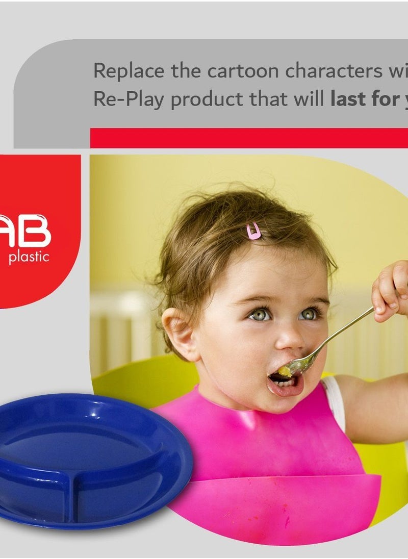 GAB Plastic - GAB Plastic, Divided Plastic Plates, Pack of 5, 26cm, Reusable plastic Plates, For Kids, Compartmented, Sturdy and Durable, Tableware, BPA-free Plastic - Image 1