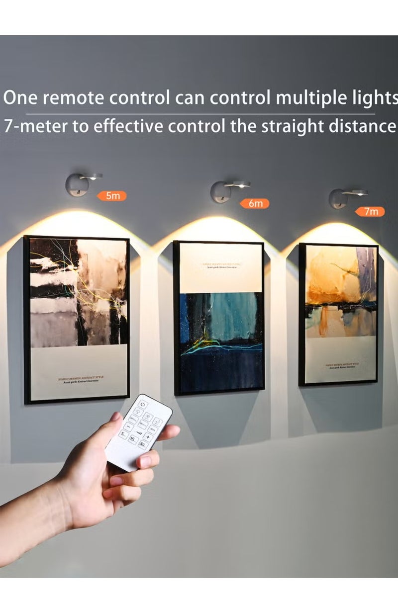 Smart Wall Light with Rechargeable Battery - LED Wall Light with Motion Sensor & 3 Color Temperatures (3000K/4000K/6000K) - 360° Rotating Wireless Wall Lamp for Art, Closet, Bedroom, Staircase and Hallway - Image 1