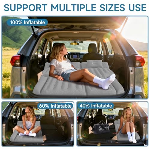 DikaSun Inflatable SUV Air Mattress Bed Car Mattress for SUV, Double-Sided Flocking Travel Camping Bed, Car Sleeping Mattress for Universal SUV with Air Pump 2 Pillows - Image 2