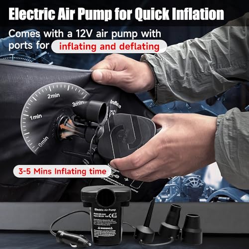 DikaSun Inflatable SUV Air Mattress Bed Car Mattress for SUV, Double-Sided Flocking Travel Camping Bed, Car Sleeping Mattress for Universal SUV with Air Pump 2 Pillows - Image 4