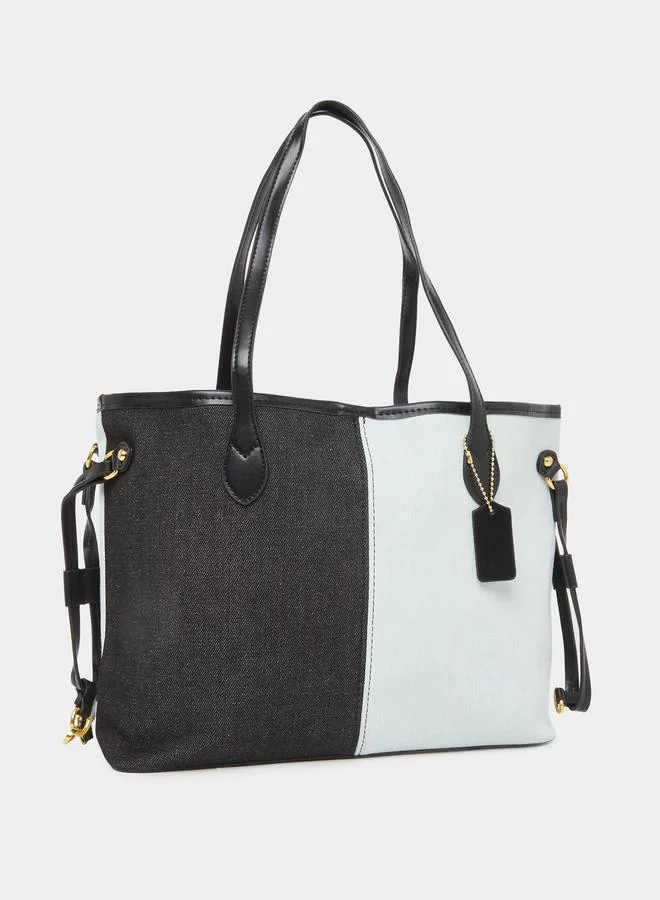 Styli Styli Color Block Shoulder Bag and Pouch Set