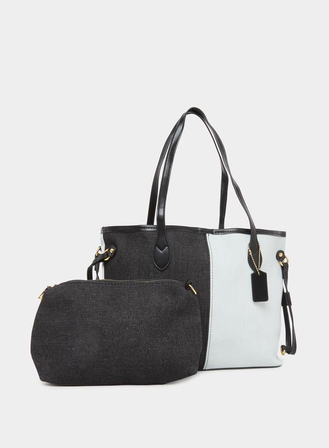 Styli Color Block Shoulder Bag and Pouch Set - Image 1