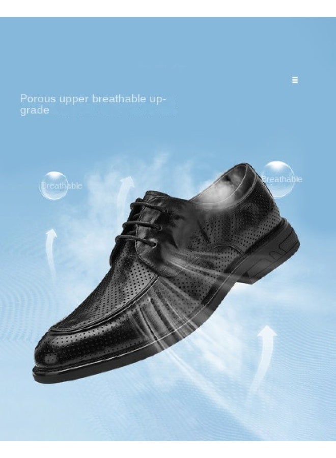 Septwolves Men's Shoes 2025 Breathable Perforated Business Casual Leather Shoes, Durable British Style Formal Dress Shoes - Image 1