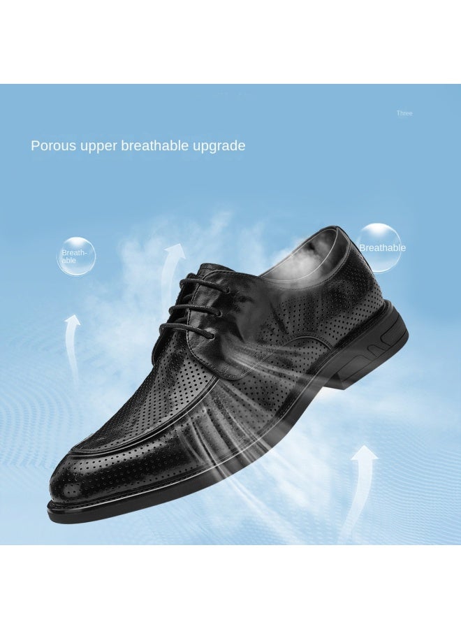 Septwolves Men's Shoes 2025 Breathable Perforated Business Casual Leather Shoes, Durable British Style Formal Dress Shoes - Image 2