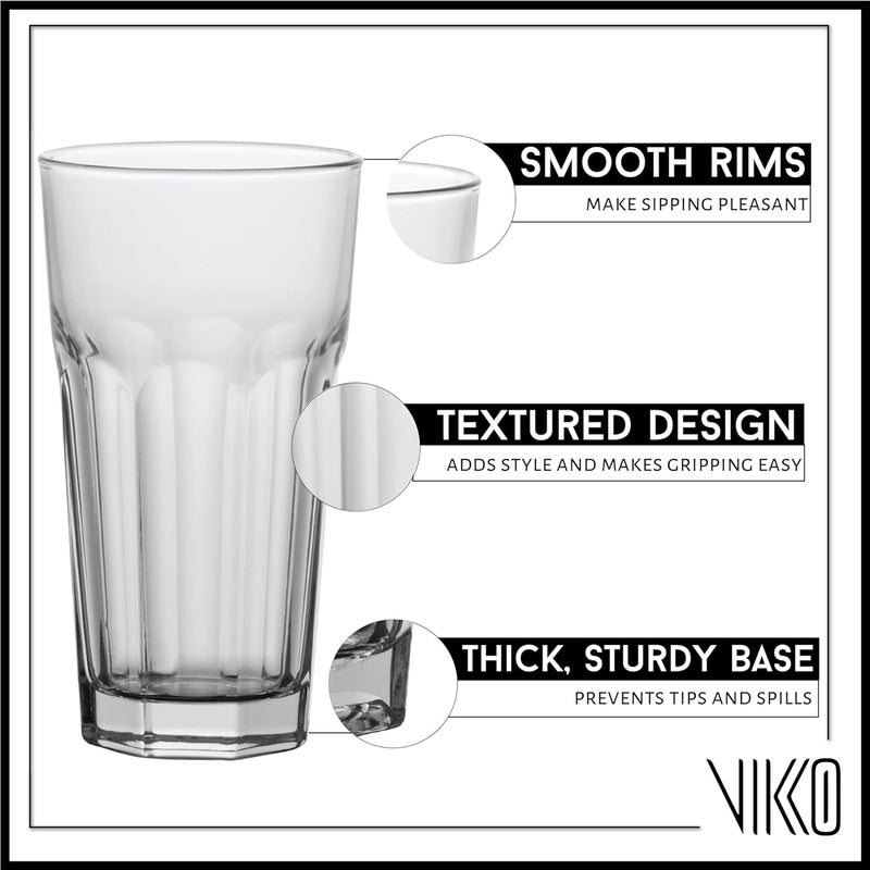 Vikko Drinking Glasses, Set of 6 Juice Glasses 9.5 Oz, Thick and Sturdy Kitchen Glasses, Dishwasher Safe Highball Glass Tumbler, Heavy Duty Cups, Water Glasses - Image 1