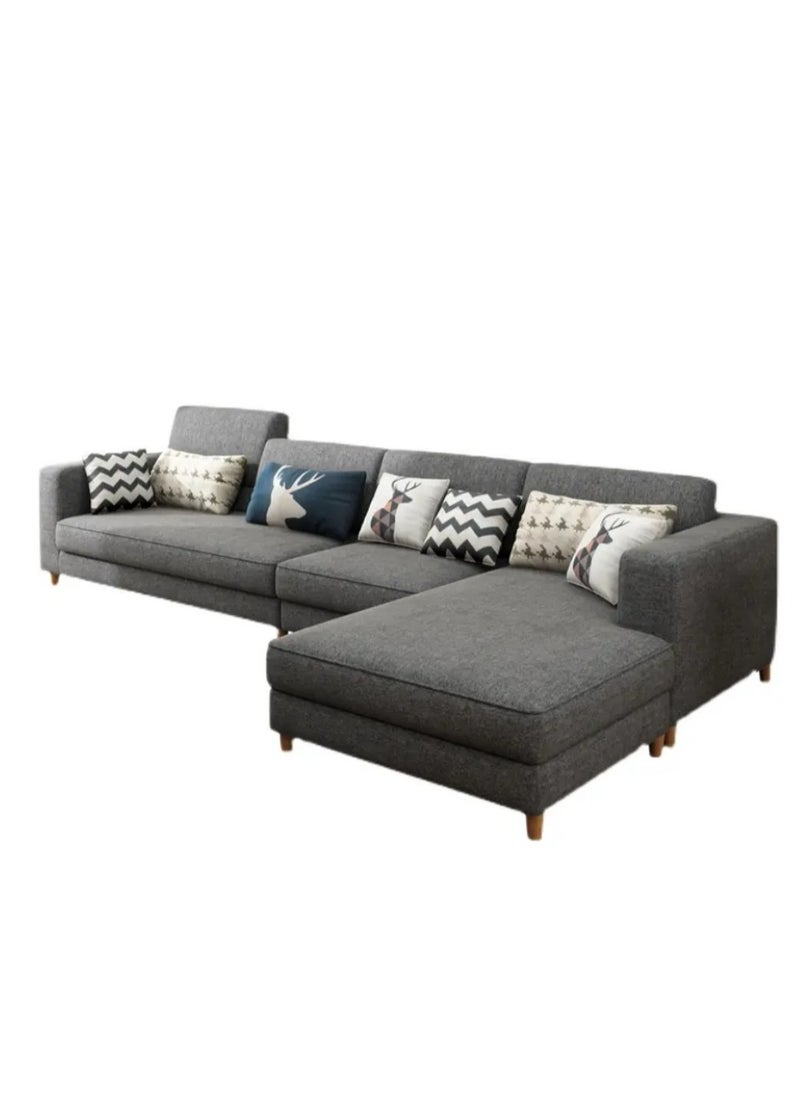 Ripple FURNITURE Modern Simple Design Nordic Type Corner Sofa With Solid Wood Frame L Shape Sofa Set For Living Room Furniture 4 Seaters  Grey 330X170X85  - Image 2