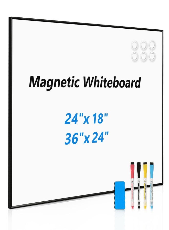 QUEENLINK Large Dry Erase White Board, 36'' x 24'', Wall Hanging Magnetic Whiteboard for Home Office School Kitchen, Black Aluminum Frame - Image 1