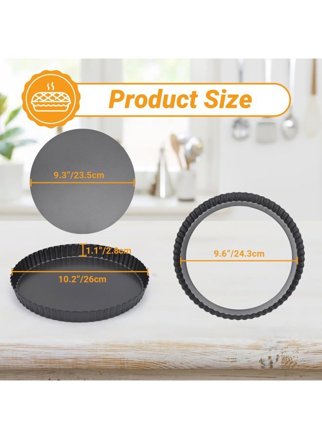 Beasea Tart Pan 10 Inch Removable Bottom Non Stick Quiche Pan Mini Tart Pans Removable Loose Bottom Round Pie Pan - Image 2