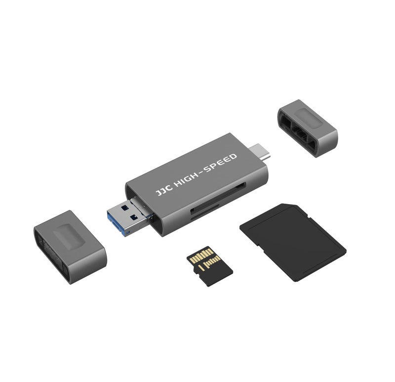 JJC UHS-II SD Micro SD 4.0 Card Reader Adapter, 3-in-1 USB-A 3.1 USB-C 3.1 Micro USB 2.0 Connection Port, High Transfer Speed up to 312MB/s, Compatible with Computer, Laptop, OTG Enable Phone & Tablet - Image 1