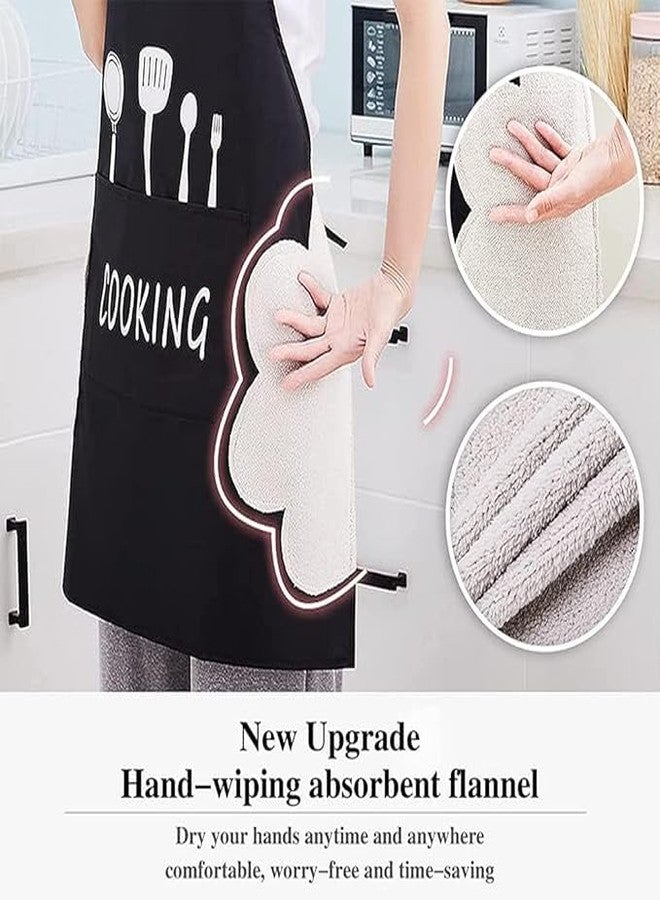 BBD kitchen shop Cooking Apron Kitchen Pocket Apron | Waterproof Kitchen Appron Cute Kitchen Apron With Front Pocket Kitchen Apron with Front Pocket and side Coral Velvet for Wiping Hands - Image 3