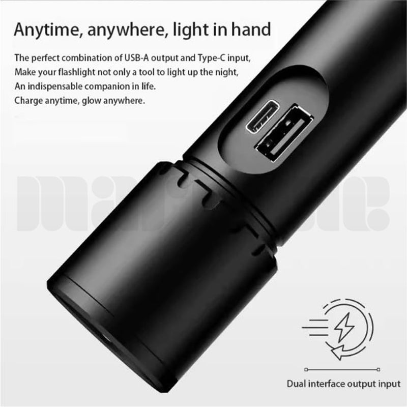 Marrone Flashlight Rechargeable Flashlight Super Bright LED Flash Light Power Bank Light Zoomable Adjustable Brightness Long Lasting for Camping Outdoors and Home Emergency - Image 2