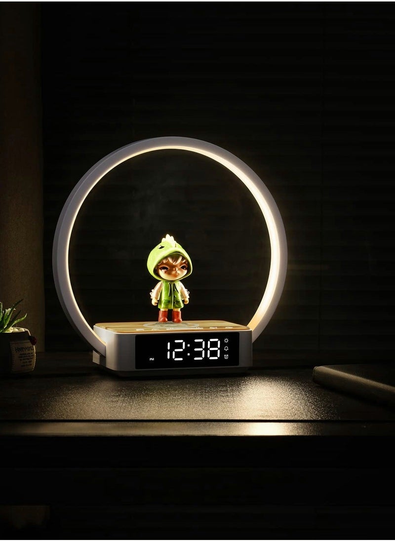 Y&D - Bedside Table Lamp, Touch Lamp with Alarm Clock Wireless Charging Wake-up Light, LED Desk 3-Grade Dimmable Nightstand Reading - Image 1