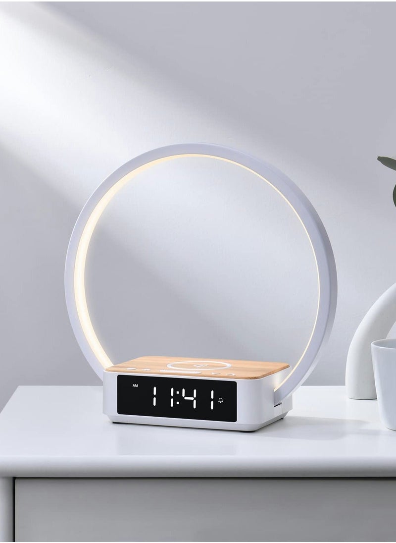 Y&D - Bedside Table Lamp, Touch Lamp with Alarm Clock Wireless Charging Wake-up Light, LED Desk 3-Grade Dimmable Nightstand Reading - Image 1